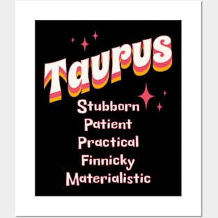 Taurus Zodiac Snarky Sarcastic Traits Birthday Posters and Art